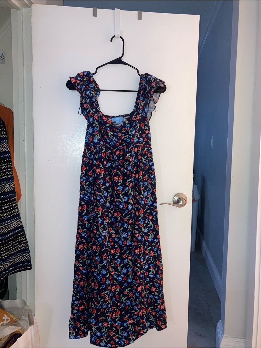 Draper James Navy Floral Maxi Dress with Red and Blue Flowers